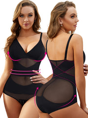 Women's V Neck Compression Tummy Control Shapewear Bodysuit