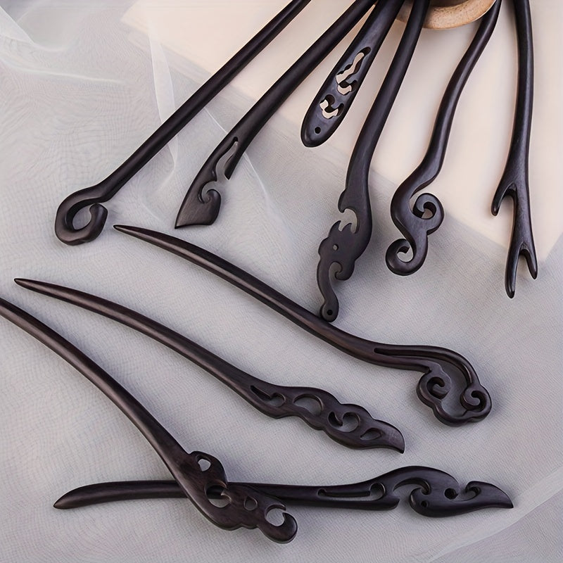1PC Ebony Hairpin Chinese Classic Hairpin Pin Head Decoration