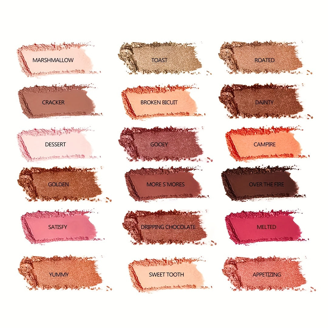 18-Color Chocolate Eyeshadow Palette Matte Glitter Shimmer Metallic Satin Finish