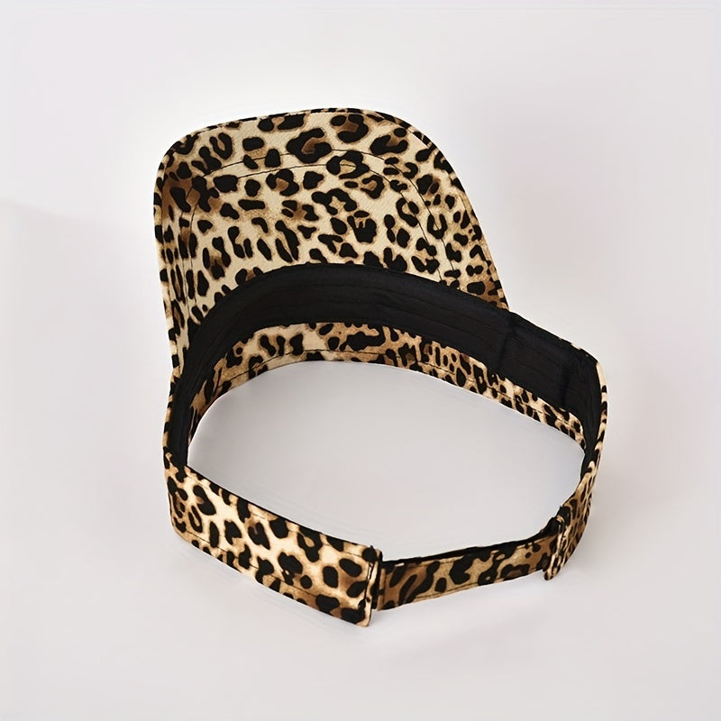 Leopard Print Stylish Visor Hat Lightweight UV Protection Sun Hat