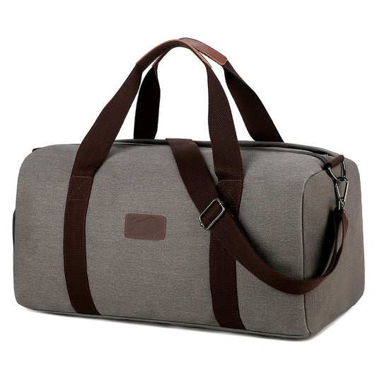 Solid Canvas Travel Bag Telescoping Handle Duffel Bag
