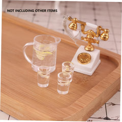 1/12 Dollhouse Cups Set with Kettle and 3 Water Cups - Mini Home Accessories
