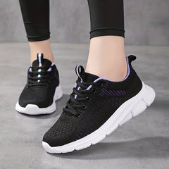Women's Sporty Non-slip Running Shoes Lace Up Outdoor Mesh Sneakers Lightweight