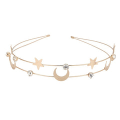 Rhinestone Crystal Headband Butterfly Moon Star Double Metal Headband