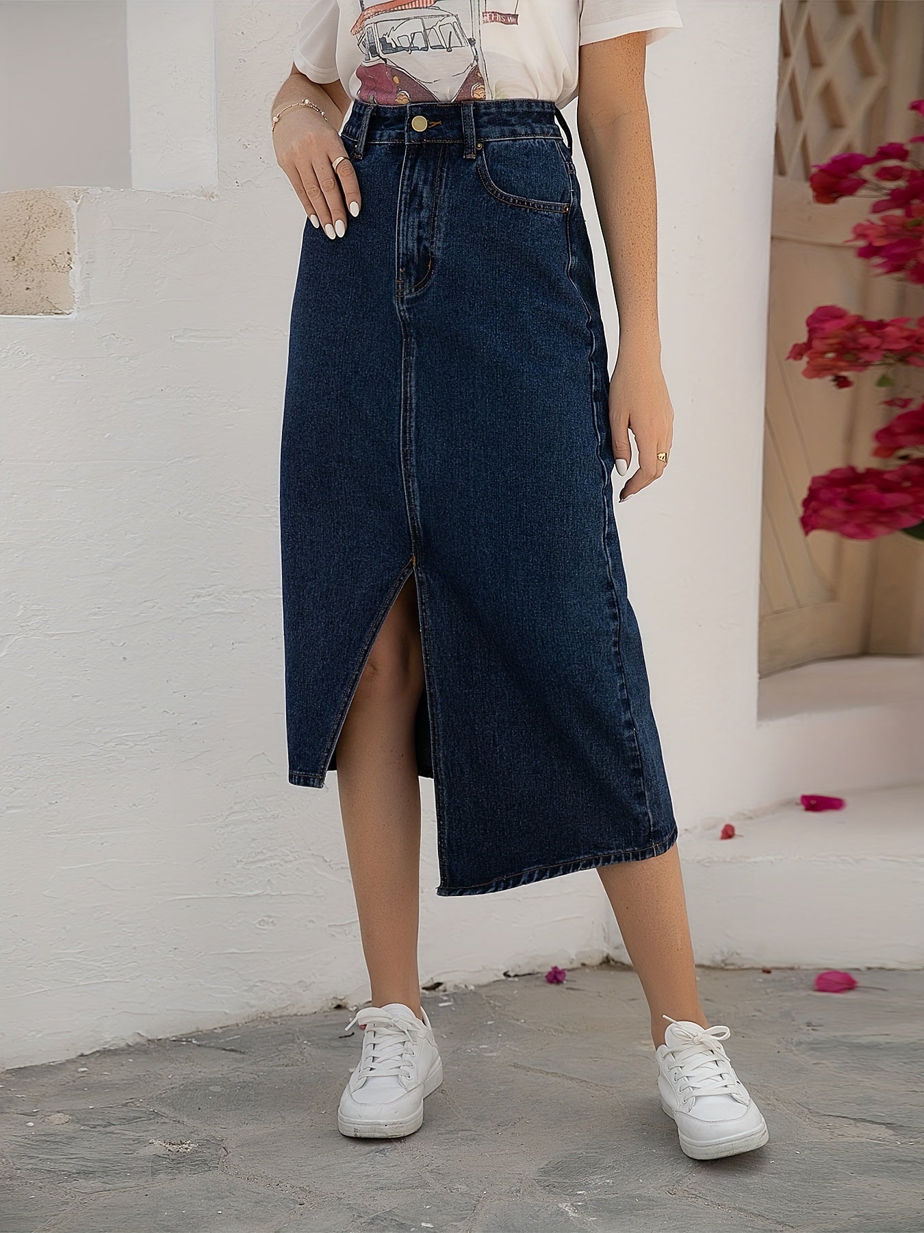 Asymmetric High Waist Skirt Denim Dress