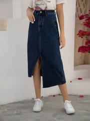 Asymmetric High Waist Skirt Denim Dress