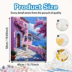 Coastal Loft 40 64x50 Frameless Acrylic Painting Kit Pink House Sea View