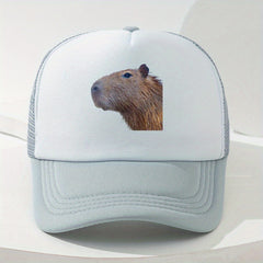 Capybara Printed Trucker Hat Mesh Sunshade Baseball Cap