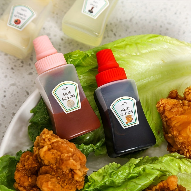 2pcs Mini Ketchup Bottles for Lunch with Salad Sauce