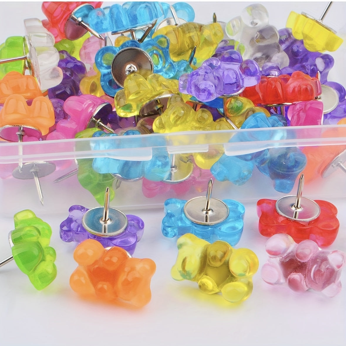 50pcs Bear Pushpins Translucent Decorative Pins for Cork Boards