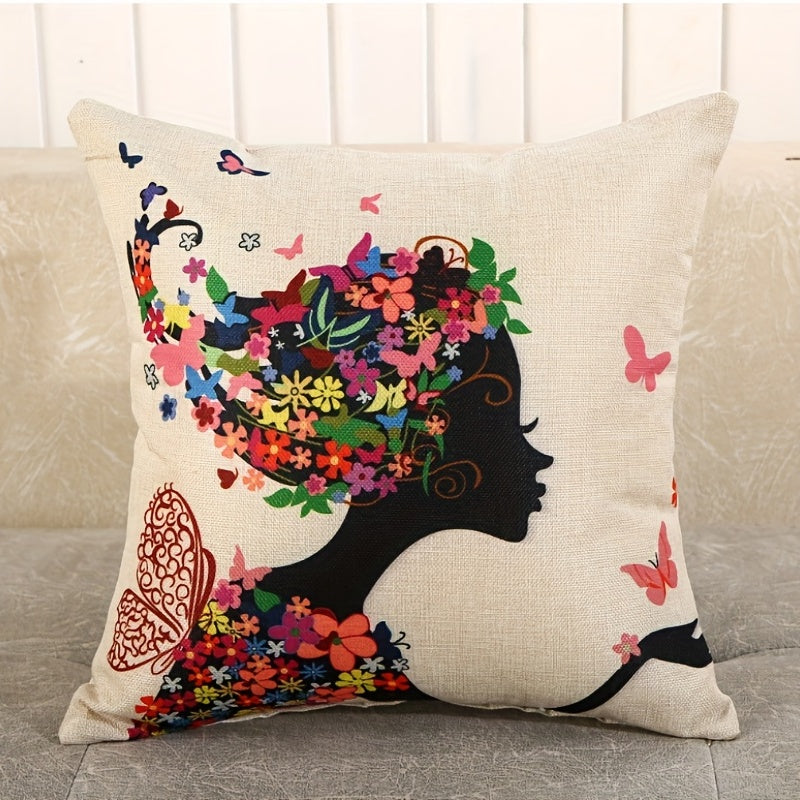 Linen Printed Cushion with Pillow Core