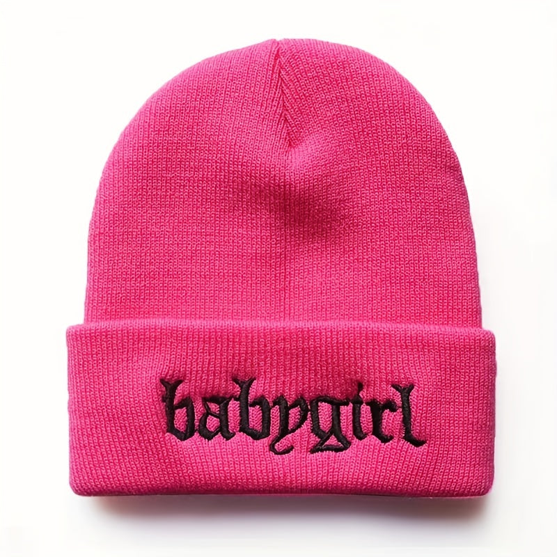 Unisex Babygirl Embroidered Warm Knit Hat for Kids & Teens