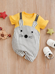 Mouse Print Baby Boys Long Sleeve Jumpsuit