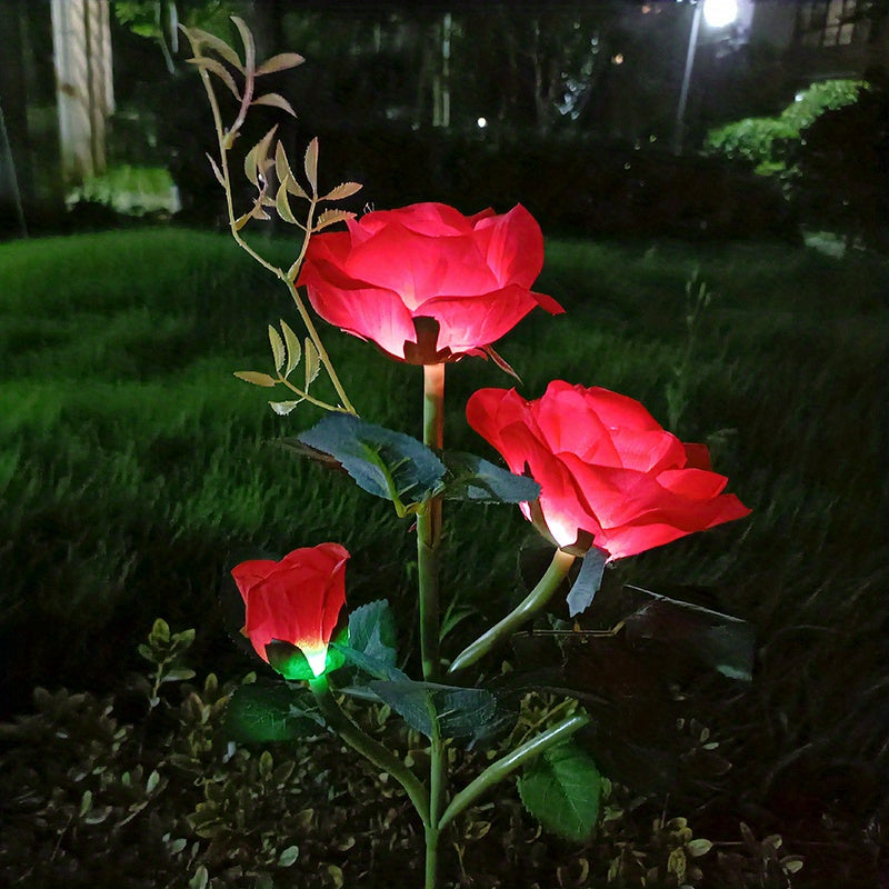 Solar Garden Rose Light 3-Head Waterproof Stake Lights