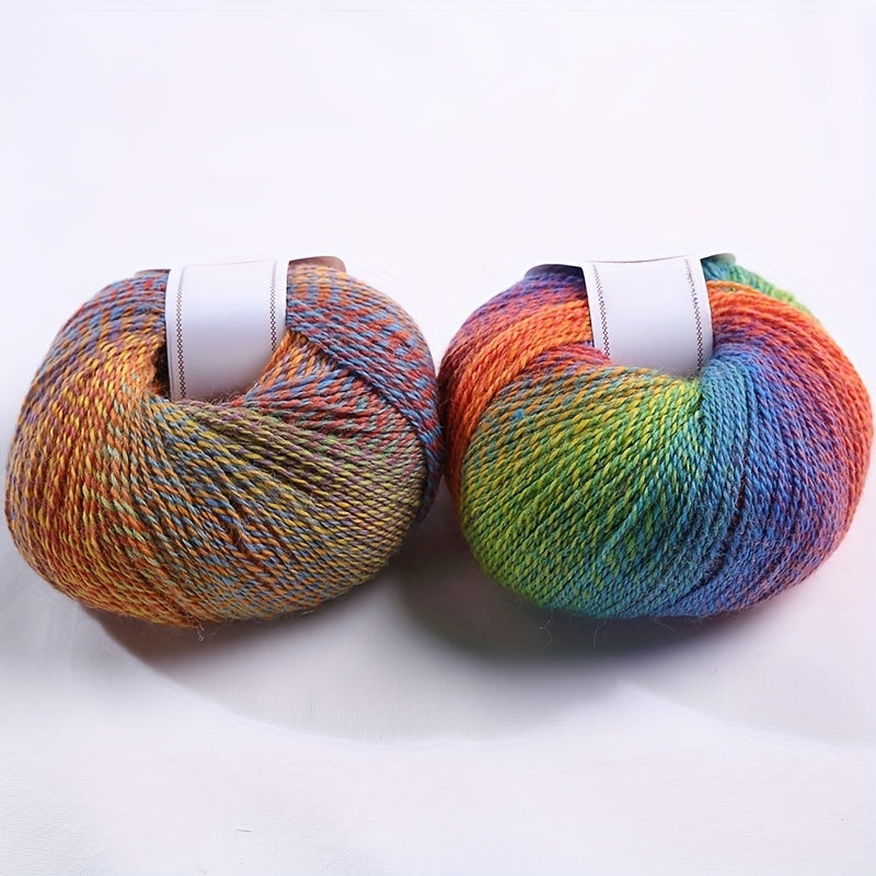 Rainbow Gradient Wool Plush Line for DIY Crocheting & Knitting