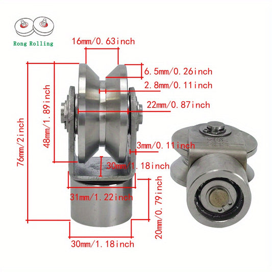 2pcs 5.08cm Stainless Steel V Groove Gate Rollers