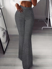  Solid High Rise Stretch Flared Leg Pants