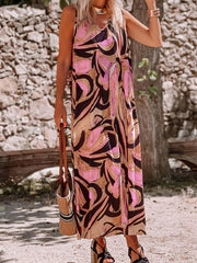 Women's Plus Random Print V Neck Maxi Tank Dress