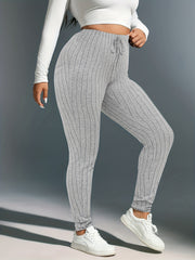  Ribbed High Rise Skinny Trousers