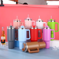 40oz Stainless Steel Double Wall Water Tumbler with Lid & Handle