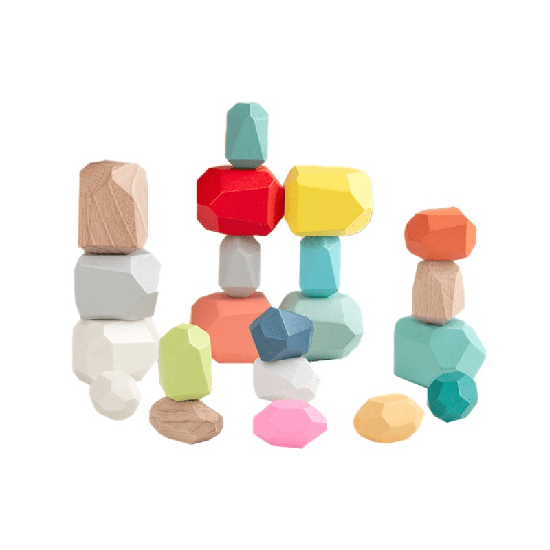 Colorful Wooden Stacking Rocks Balance Toy for Cognitive Development