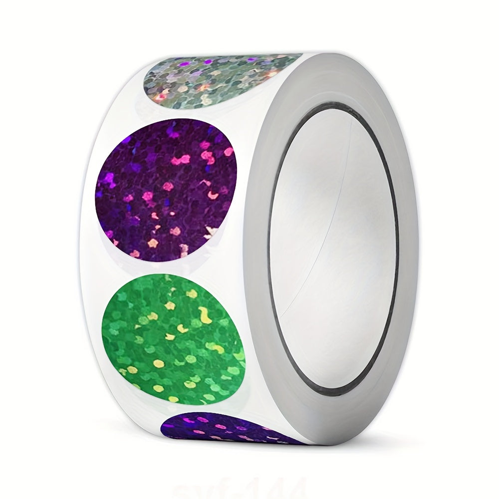 500pcs Holographic Golden Round Stickers 2 Foil Heart Stickers