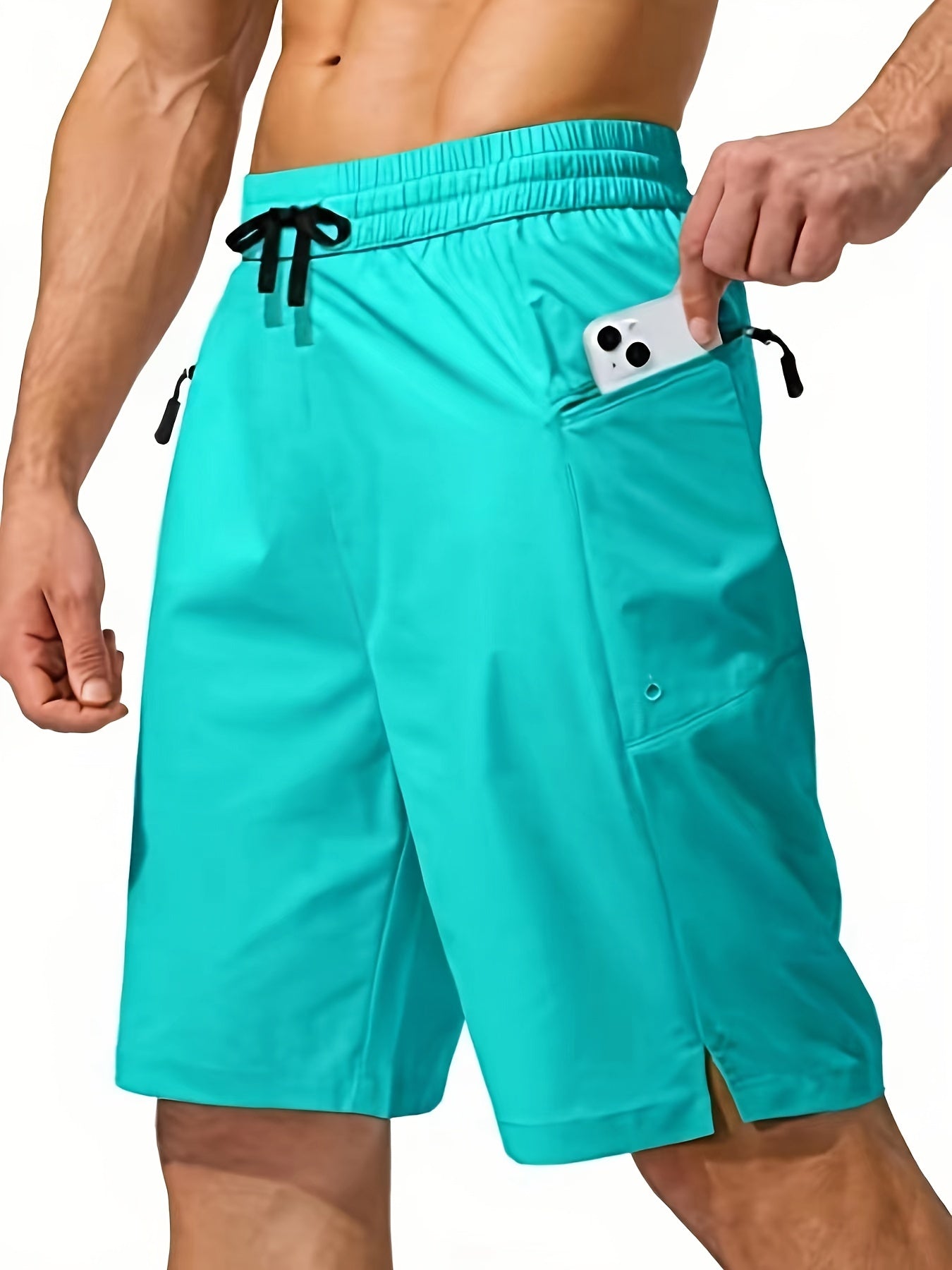 Men's Zip Pocket Swim Trunks Quick Dry UV Protection Beach Shorts