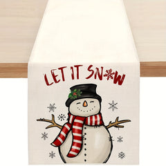 Polyester Christmas Snowman Table Runner Dresser Scarf