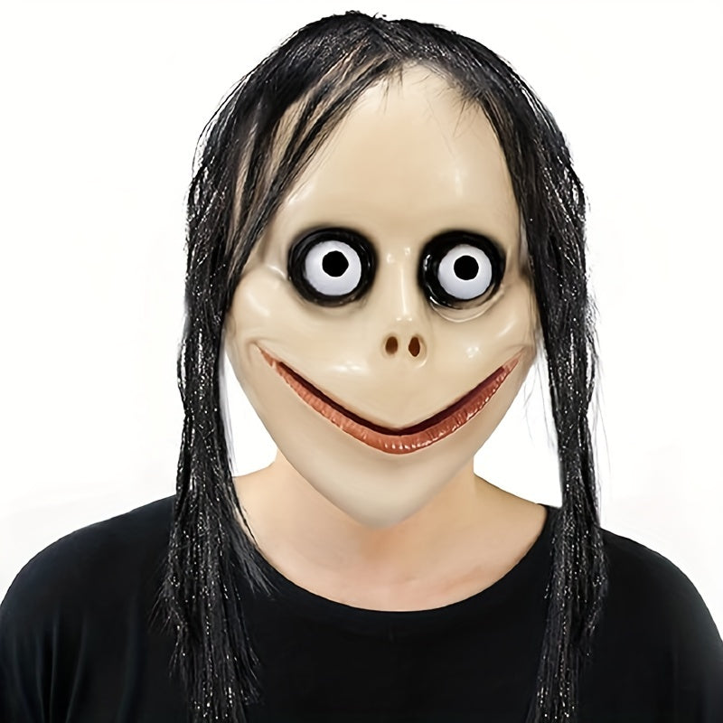 Halloween Mask Scary Long Hair Role Playing Clown Costume