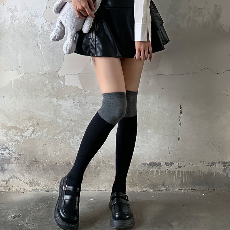 Colorblock Thigh High Socks Women's Stockings