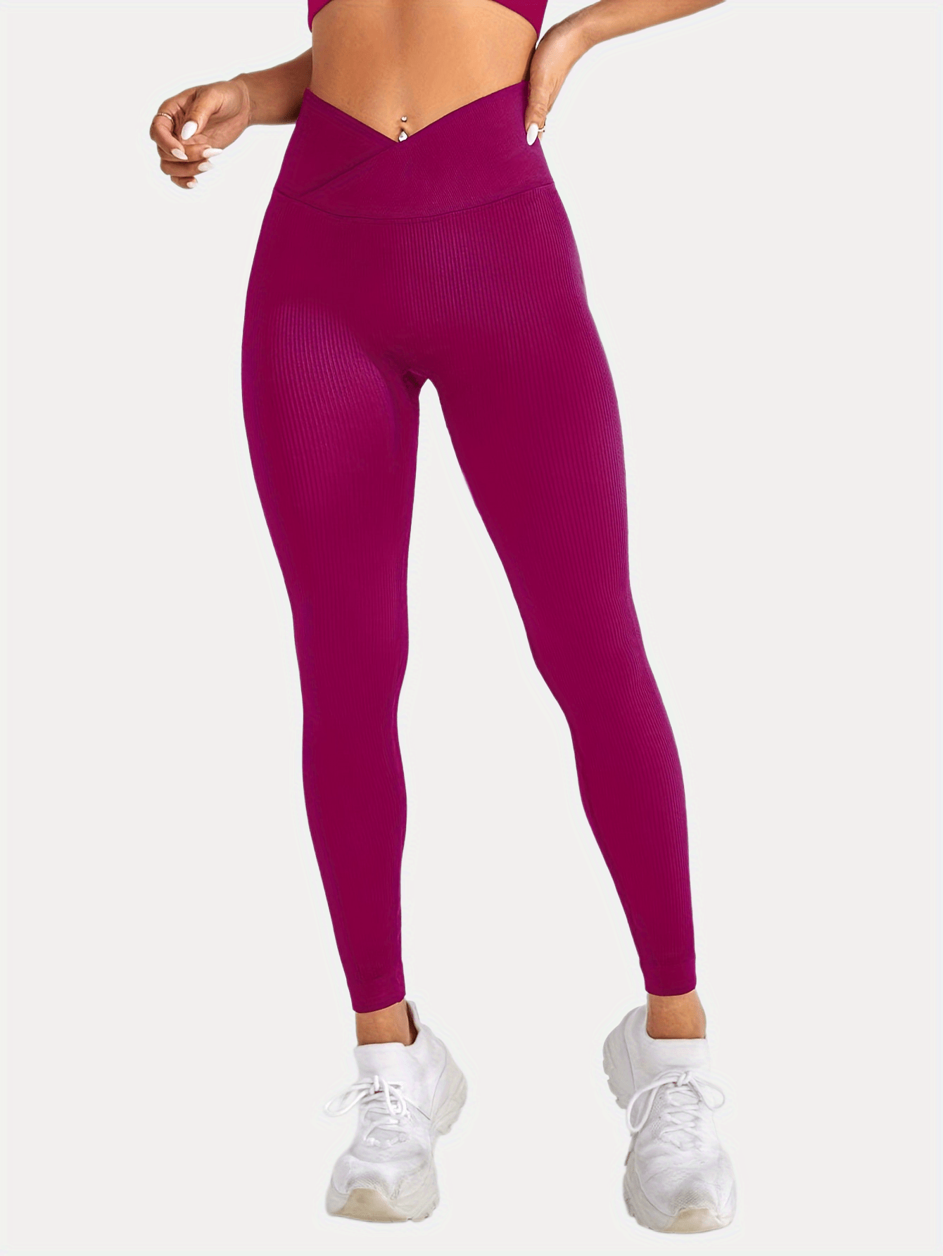 Ribbed Butt Lifting Yoga Pants Cross Waist Leggings