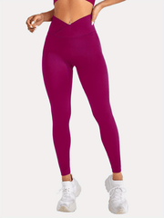 Ribbed Butt Lifting Yoga Pants Cross Waist Leggings