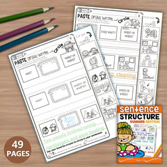 Summer Sentence Structure Cut and Paste Activities