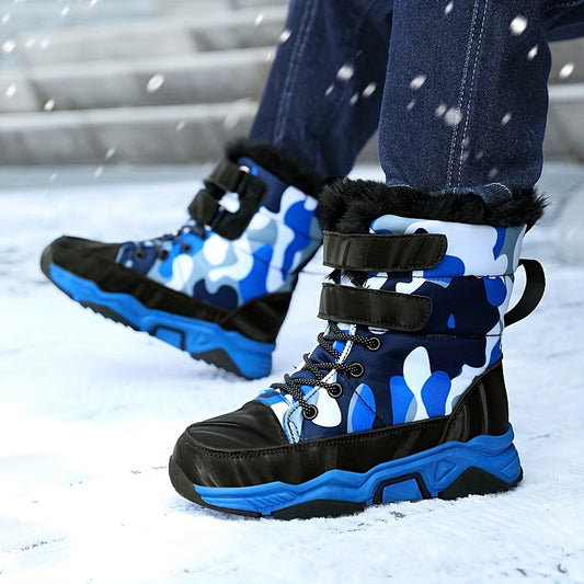 Men's Warm Snow Boots Fleece Lined Cozy Outdoor Hiking Shoes