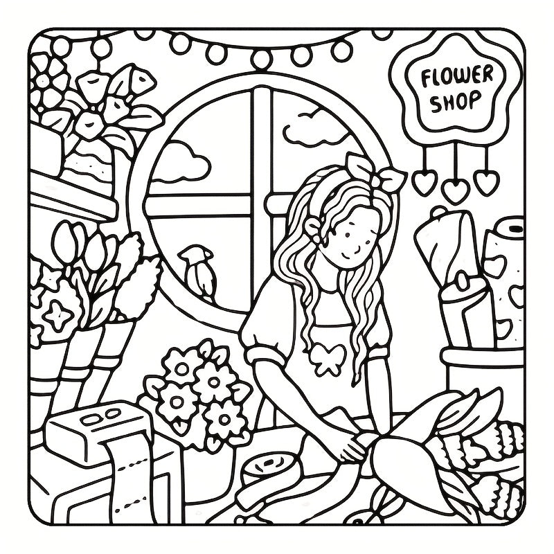 Adult Coloring Book 24 Pages 7.9x7.22 Vibrant Illustrations