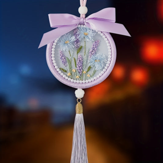 Flower Embroidery DIY Pendant Material Package