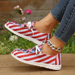 Women's Flag Canvas Loafers Soft Slip On Shoes