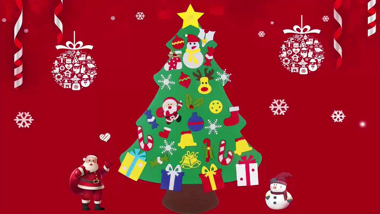 Felt Christmas Tree with LED String Lighting for Xmas Decor