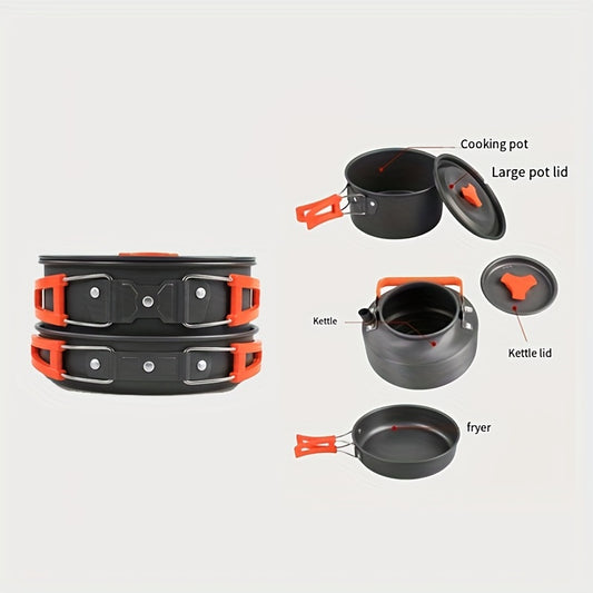 Outdoor Camping Cookware Kit Aluminum Teapot Pan Pot And Lid Set