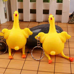 Chicken Egg Laying Hens Stress Ball Keychain Toy