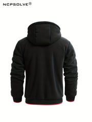 Men's Thermal Sports Suit Set for Winter - Jacket with Hood and Comfy Pants