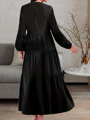 Ruched Lantern Sleeve Maxi Dress Women's Clothing