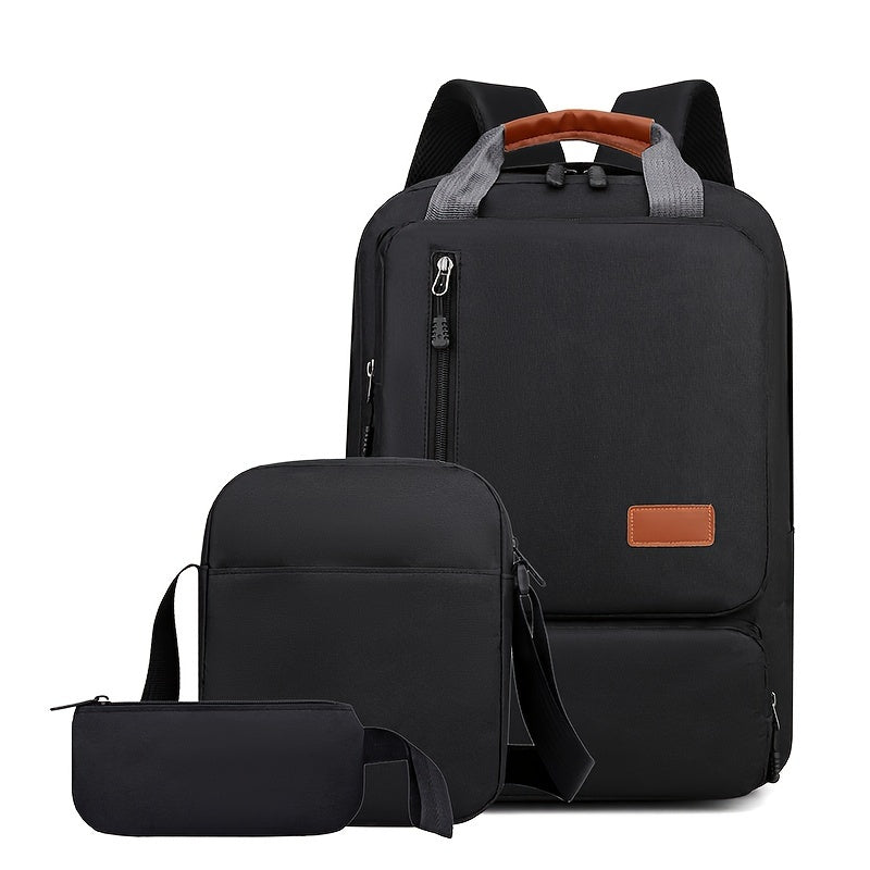 Men Backpack Business Three-piece Set Commuter Bag Large Capacity