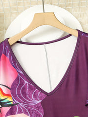  Cartoon Print V Neck Dress