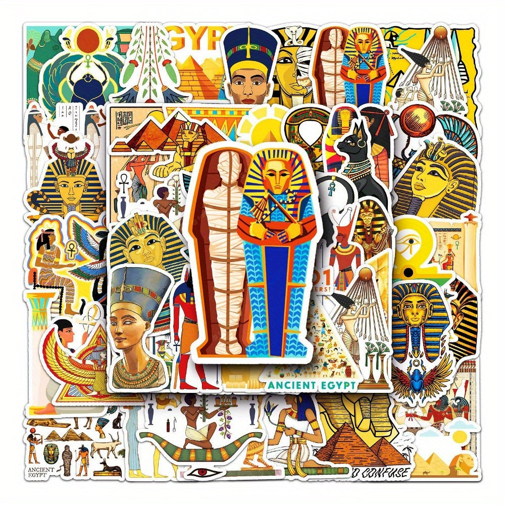 50pcs Pyramid Egypt Series Waterproof Stickers for Motorcycle Laptop Helmet Mug