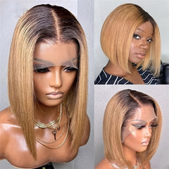 Ombre 1B 27 Short Bob Human Hair Wig