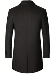 Men's Woolen Coat Single Breasted Casual Windbreaker Jacket