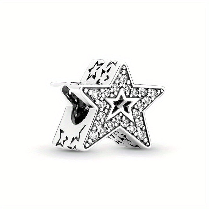 Rhinestone Decor Silver Space Astronaut Bead for DIY Jewelry