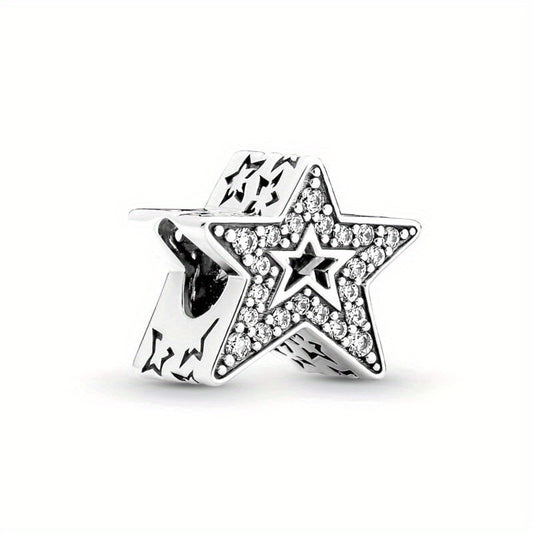 Rhinestone Decor Silver Space Astronaut Bead for DIY Jewelry