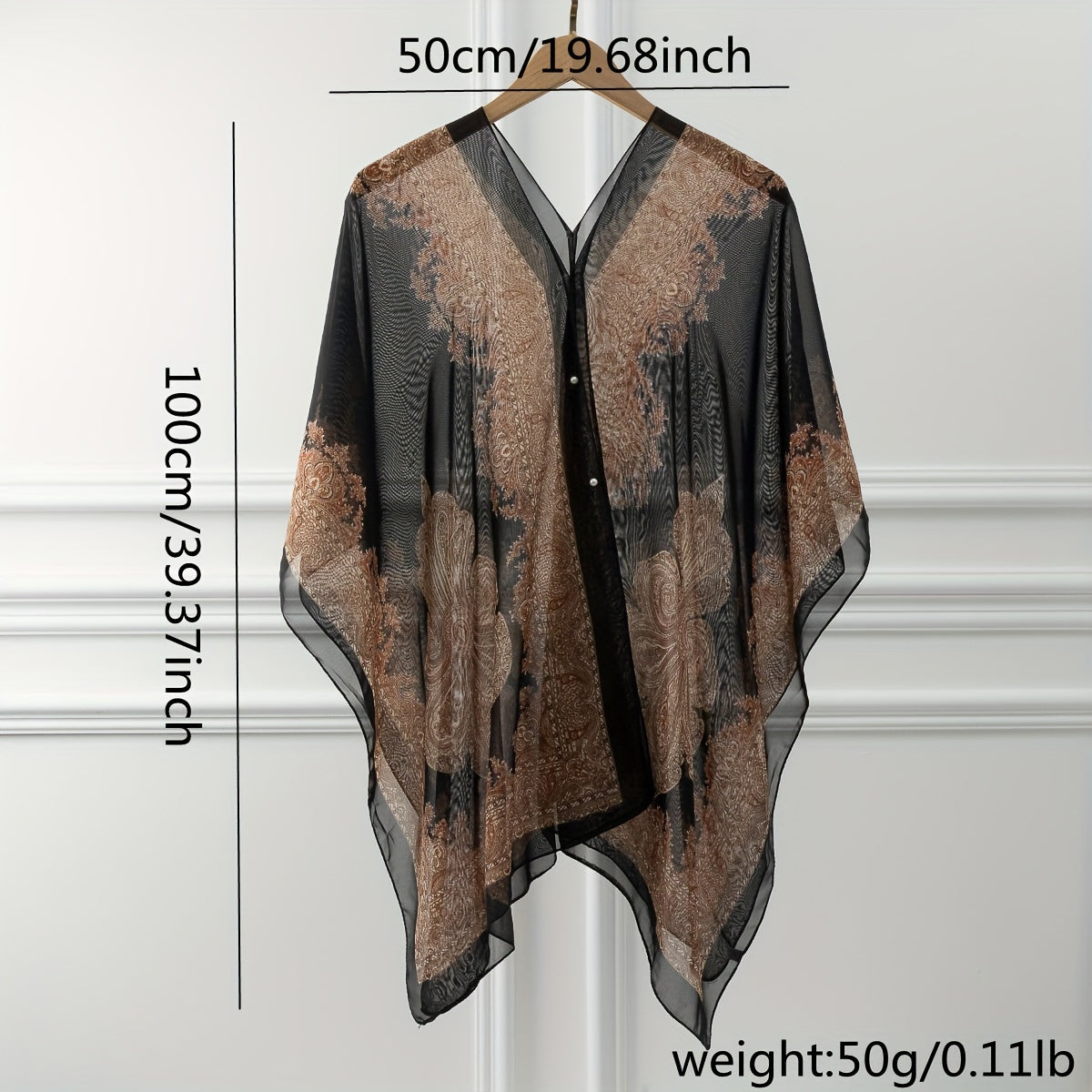 Paisley Print Gauze Shawl Sunproof Cover Up Loose Wrap Cardigan